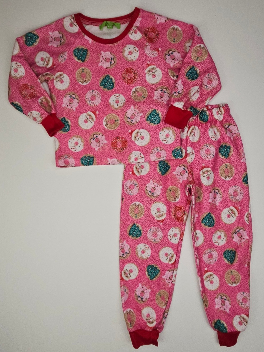 5/$25 Girls Christmas Donut Pajama Set Size 2-3 Pink Gingerbread Holiday PJs